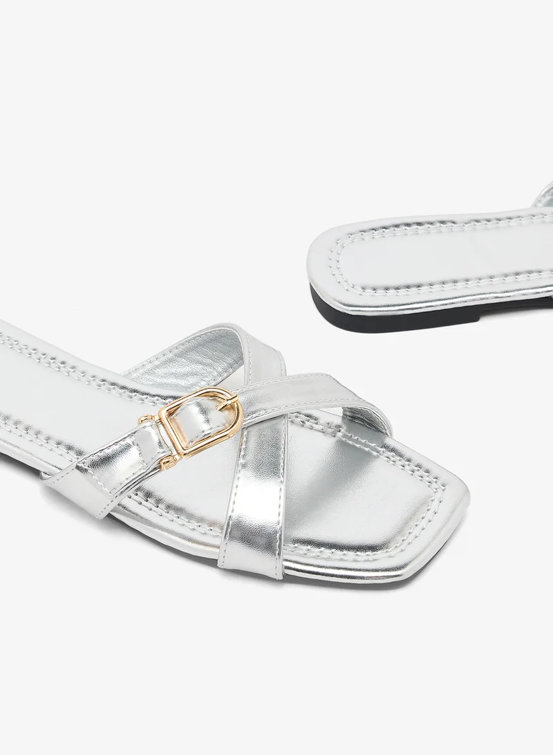 Ella  Strap Buckle Detail Flat Sandals for Women | Best Price UAE