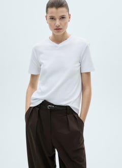MANGO V-Neck Cotton T-Shirt  - Image 1