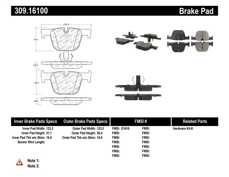 StopTech 309.16100 Sport Brake Pads with Shims and Hardware - Image 5