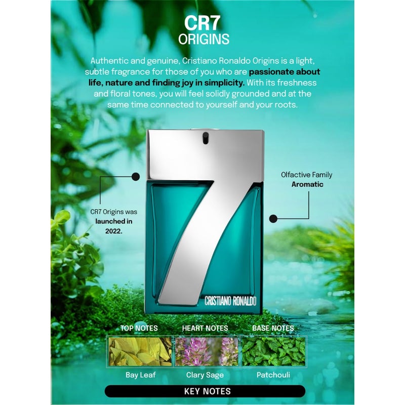 Cristiano Ronaldo CR7 Origins Cristiano Ronaldo - Eau De Toilette Cologne Scent for Men - With Pineapple Sorbet, Mandarin, and Patchouli - From Cristiano Ronaldo's Original Men's Fragrance Collection - 3.4 oz - Image 5