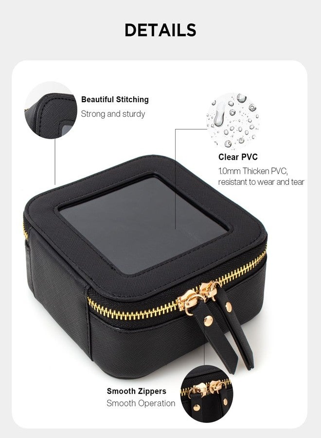 Clear Makeup Bag for Women, Small Travel Cosmetic Case TSA Approved Toiletry Bag with Zipper Portable Makeup Pouch Transparent Cosmetic Case Traveling Compact Car Bag for Essentials (Mini Black) - Image 5