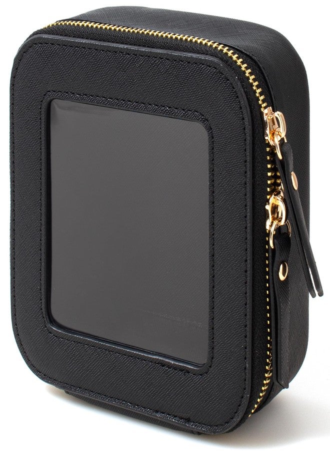 Clear Makeup Bag for Women, Small Travel Cosmetic Case TSA Approved Toiletry Bag with Zipper Portable Makeup Pouch Transparent Cosmetic Case Traveling Compact Car Bag for Essentials (Mini Black) - Image 1