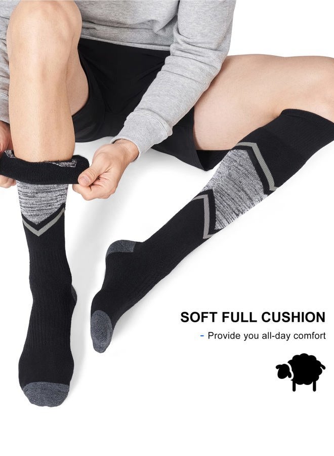 FITRELL 2 Pack Men's and Women's Ski Socks Full Cushioned Winter Merino Wool Thermal Knee High Warm Socks for Skiing Snowboarding, Black, X-Large, Shoe Size 13-15 - Image 5