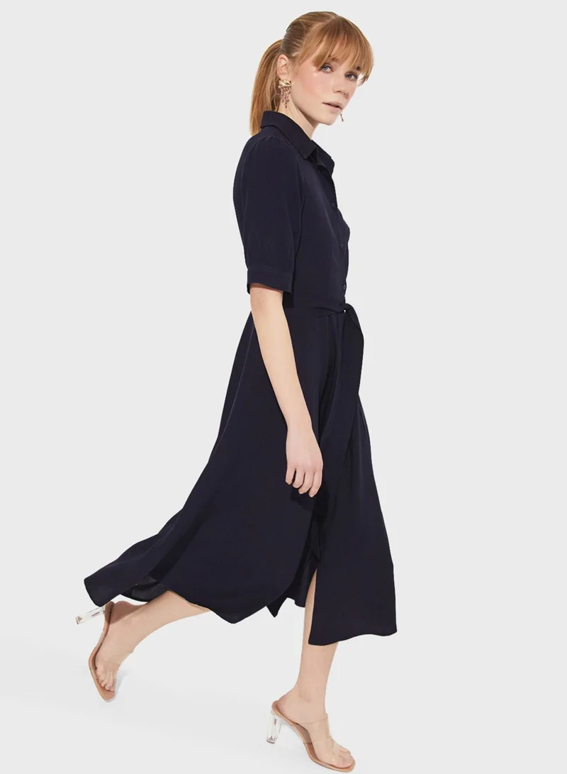 JUNE Belted Midi Dress