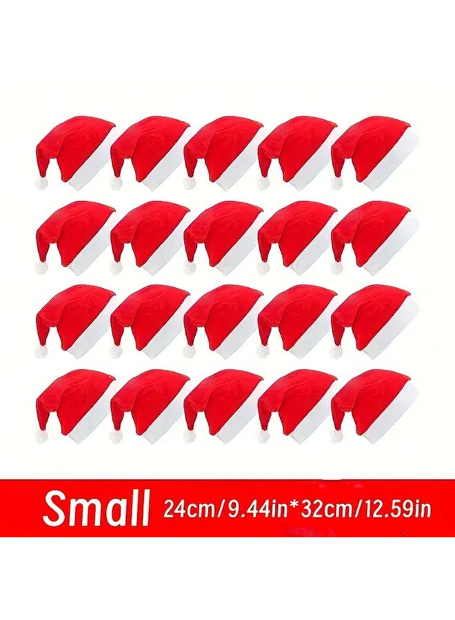 20Pcs Red Santa Hats For Adults With White Trim Bulk Christmas Party Supplies - Image 1