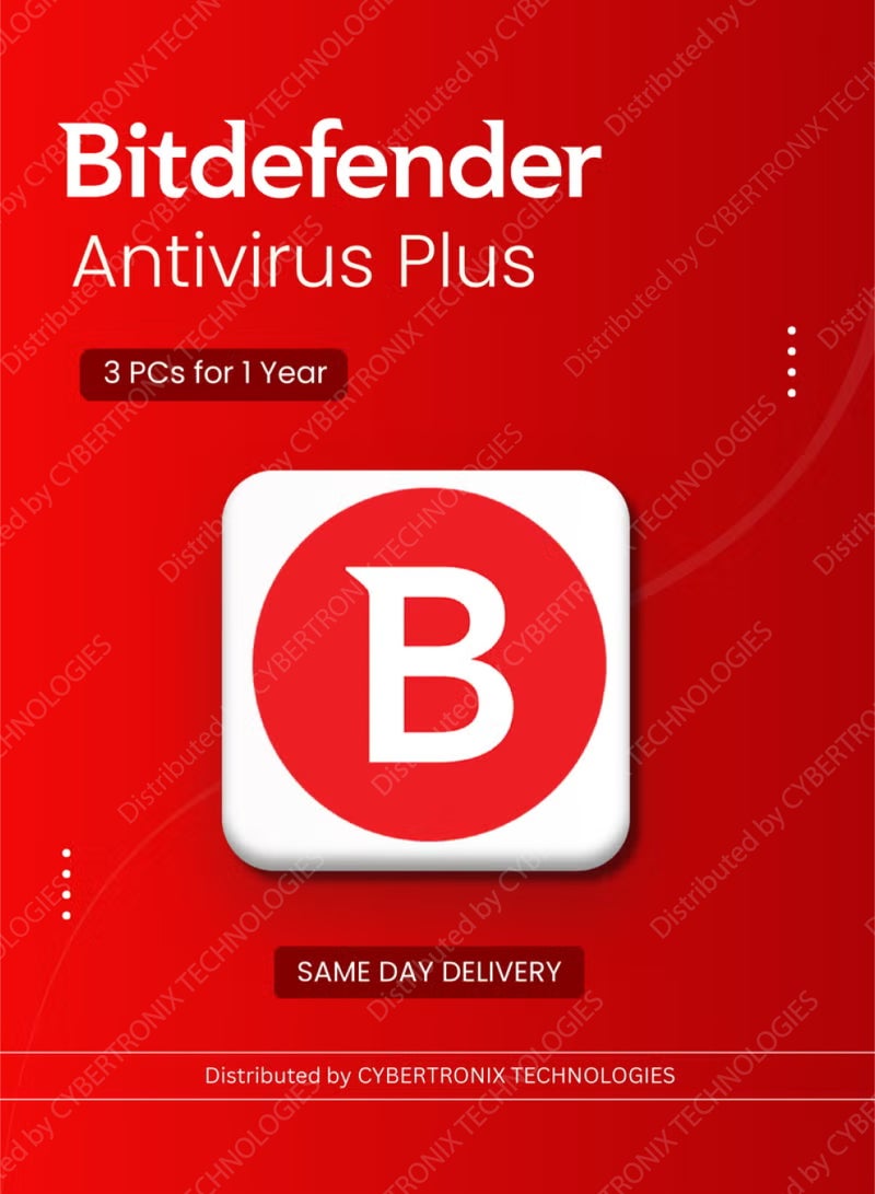 Bitdefender Antivirus Plus | 3 PCs for 1 Year | Digital License | SAME DAY DELIVERY