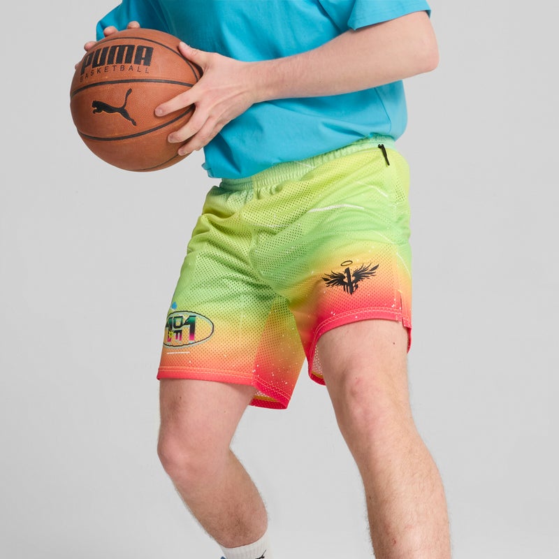 PUMA MELO 1Love Mens Yellow Basketball Shorts - Image 3