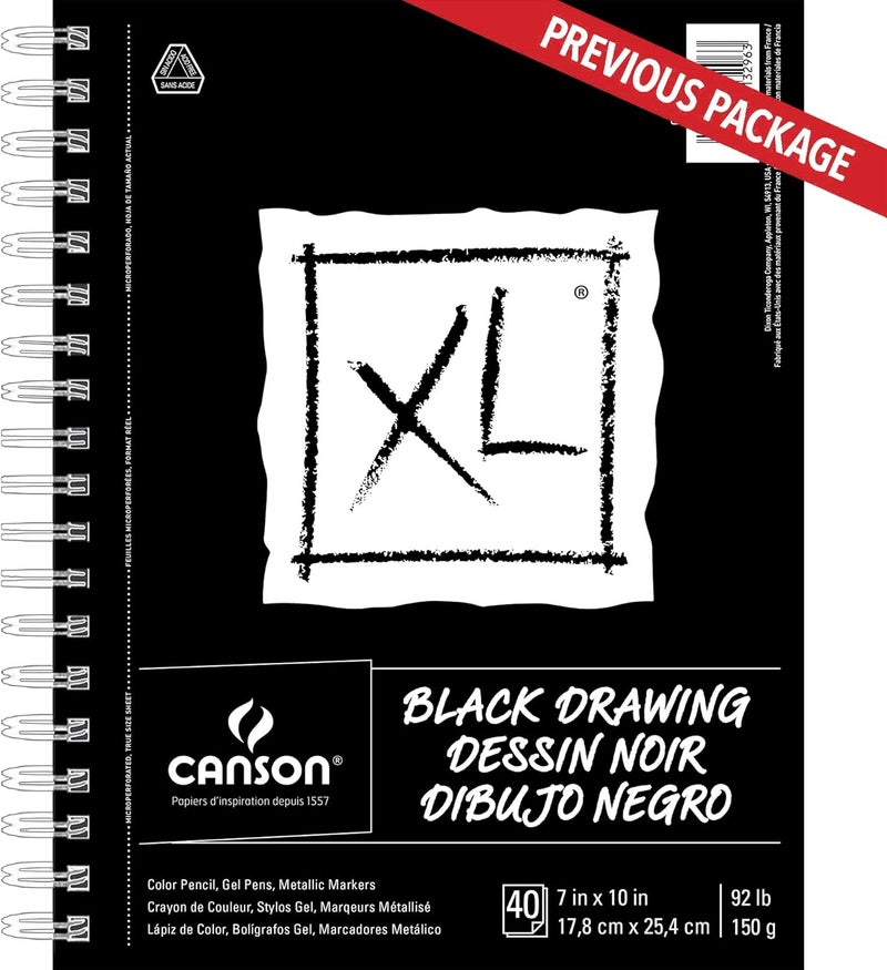 Canson XL Series Drawing Paper Black Wirebound Pad 7x10 inches 40 Sheets 92lb150g  Artist Paper for Adults and Students  Colored Pencil Ink Pastel Marker - Image 2