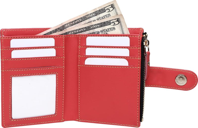 SAMTROH Small Women's Wallet -PU Leather Multi Wallets | Credit Card Holder | Coin Purse Zipper -Small Secure Card Case/Gift Wallet for Women and Girls (Red) - Image 2