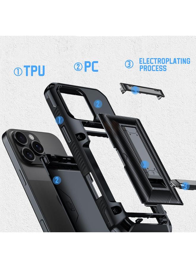 S-TOP Case For iPhone 11 Card Slot PC Hybrid TPU Combo Phone Case - Image 3