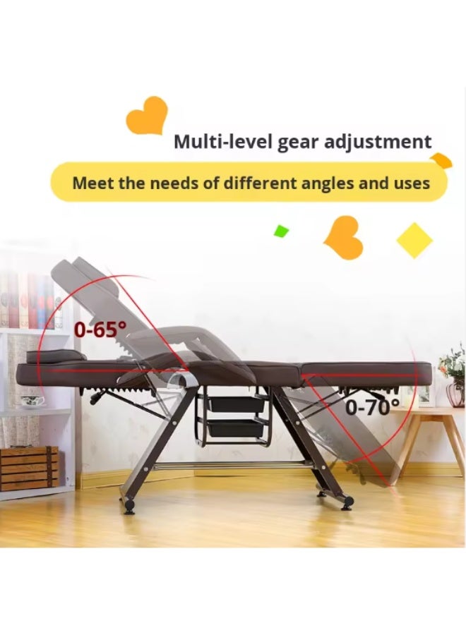 BROWN Foldable Facial Chair Massage Bed Salon Spa Multipurpose Massage Bed Spa Salon Facial Tattoo Chairs - Image 5