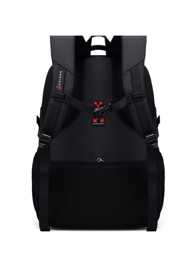 Edison High School Student Backpack Large Capacity Double Shoulder Bag Junior High School College Student Waterproof Travel Backpack K031-1 Black - Image 4