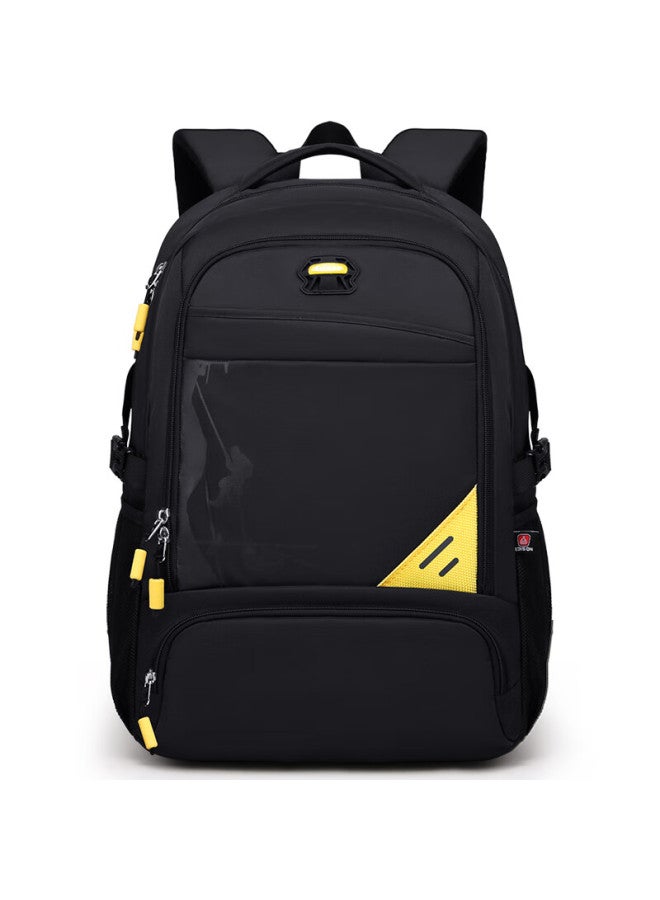 Edison High School Student Backpack Large Capacity Double Shoulder Bag Junior High School College Student Waterproof Travel Backpack K031-1 Black - Image 2