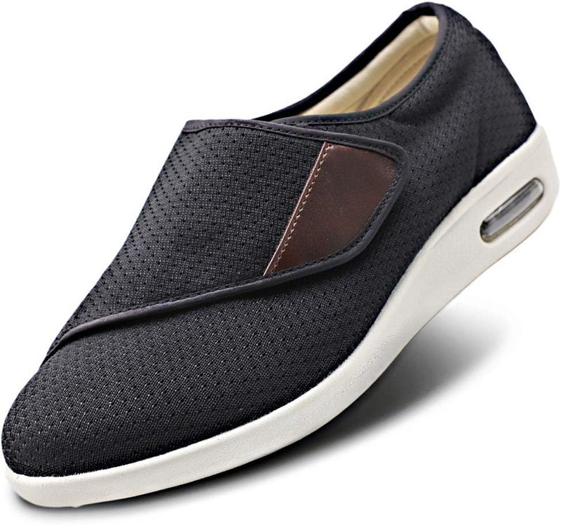 Womens Stylish Diabetic Shoes with Arch Support,Extra Wide Widths Walking Edema Sneakers Adjustable Strap Easy On/Off with 3 Pairs Insoles Replacement for Support Swollen Feet - Image 1