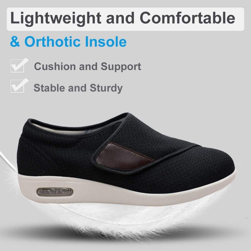 Womens Stylish Diabetic Shoes with Arch Support,Extra Wide Widths Walking Edema Sneakers Adjustable Strap Easy On/Off with 3 Pairs Insoles Replacement for Support Swollen Feet - Image 3