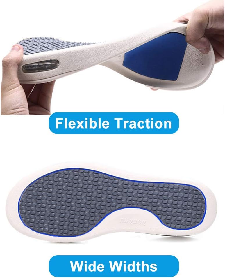 Womens Stylish Diabetic Shoes with Arch Support,Extra Wide Widths Walking Edema Sneakers Adjustable Strap Easy On/Off with 3 Pairs Insoles Replacement for Support Swollen Feet - Image 4