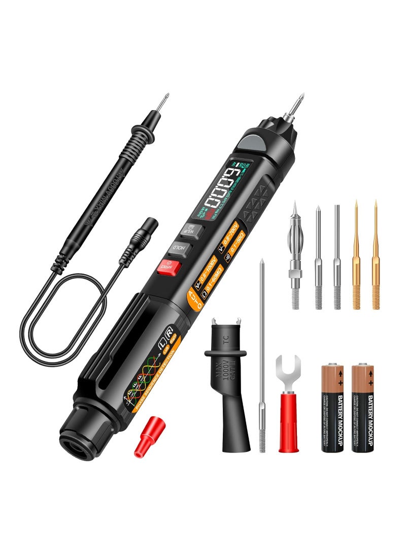 Pen Type Digital Multimeter AC/DC Voltage Tester, 6000 Counts Intelligent Professional Current Meter Non-Contact Voltmeter Sensor Pen, Test with Resistance Continuity Capacitance Diode Live Wire - Image 1