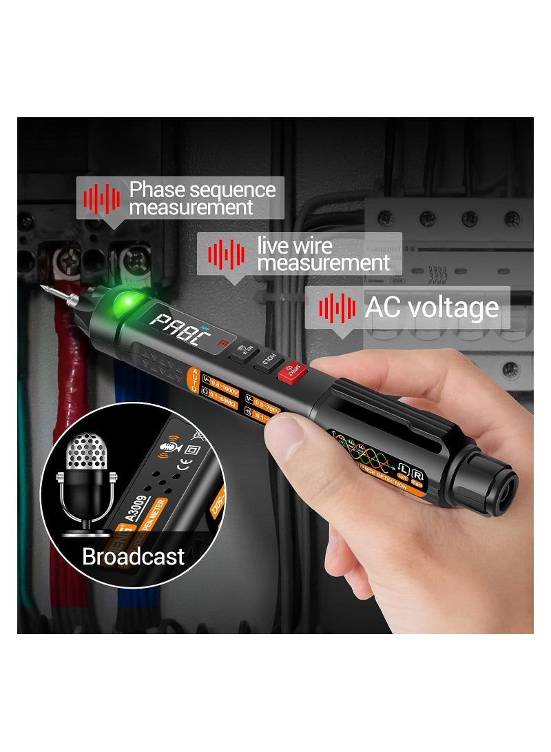 Pen Type Digital Multimeter AC/DC Voltage Tester, 6000 Counts Intelligent Professional Current Meter Non-Contact Voltmeter Sensor Pen, Test with Resistance Continuity Capacitance Diode Live Wire - Image 3