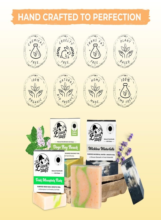 The Black Stuff All Natural Bar Soap for Men Handmade Cold Process Soaps with Organic Ingredients and Essential Oils - Mens Soap for Daily Use - Wicklow Waterfall, Irish Rain Mountain, Dogs Bay Beach - Image 3
