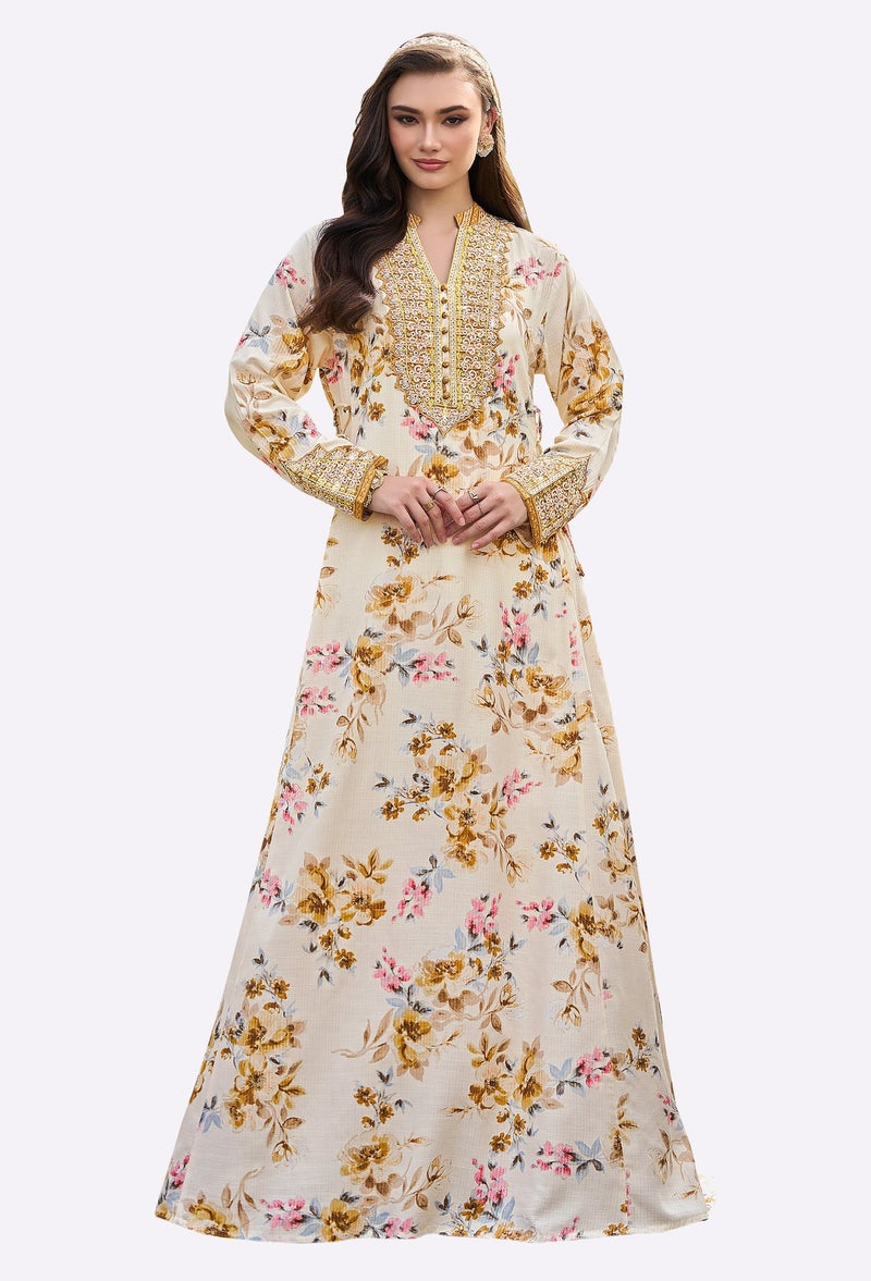 Sara Arabia جلابية سارة العربية بتصميم مزهر - Image 1