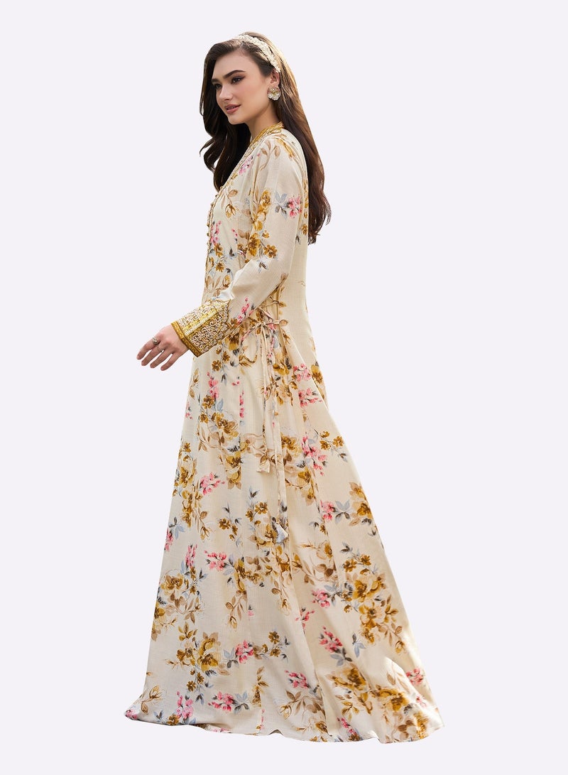 Sara Arabia جلابية سارة العربية بتصميم مزهر - Image 3