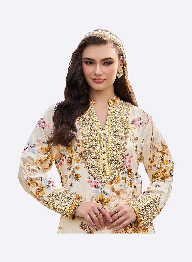 Sara Arabia جلابية سارة العربية بتصميم مزهر - Image 4