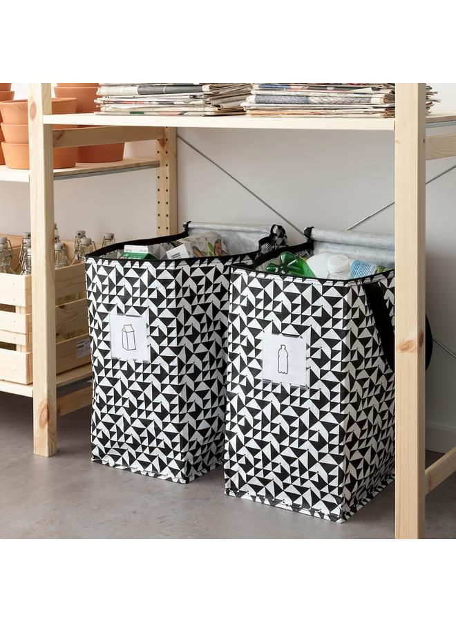 زبون حقيبة، أسود/أبيض، 40X25X47 سم/47 لتر - Image 4