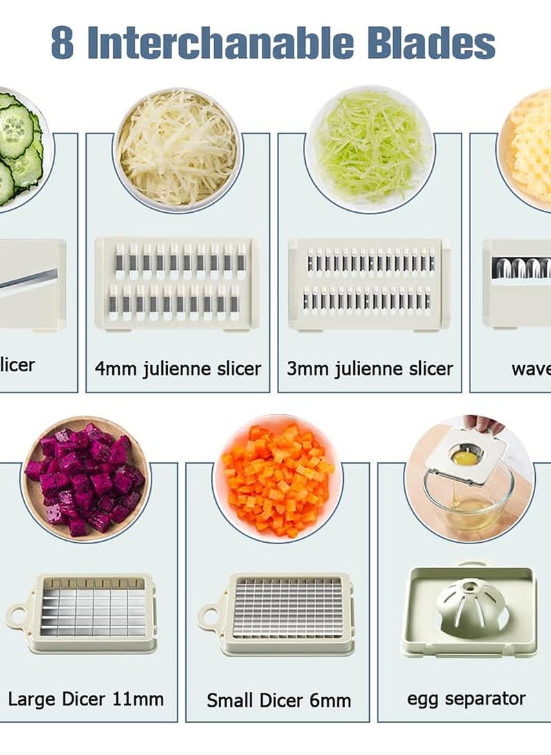 Rightsure Vegetable Chopper Dicer Onion Chopper, 12 in 1 Vegetable Shredder Food Chopper Fruits Cutter with 7 Stainless Steel Blades, Adjustable Slicer, Vegetable Cutter with Drain Rack Storage Container  - Image 4