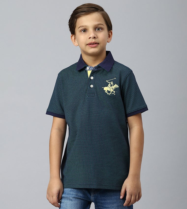 BEVERLY HILLS POLO CLUB Micro Print Polo T-Shirt