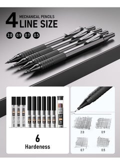Nicpro 30Pcs Black Metal Mechanical Pencil Set In Leather Case Art Drafting Pencil 0.5 0.7 0.9 Mm 2Mm Lead Pencil Holders For Sketching Drawing With 16 Tube (6B 4B 2B Hb 2H 4H Colors)Lead Refills  - Image 2