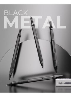Nicpro 30Pcs Black Metal Mechanical Pencil Set In Leather Case Art Drafting Pencil 0.5 0.7 0.9 Mm 2Mm Lead Pencil Holders For Sketching Drawing With 16 Tube (6B 4B 2B Hb 2H 4H Colors)Lead Refills  - Image 3