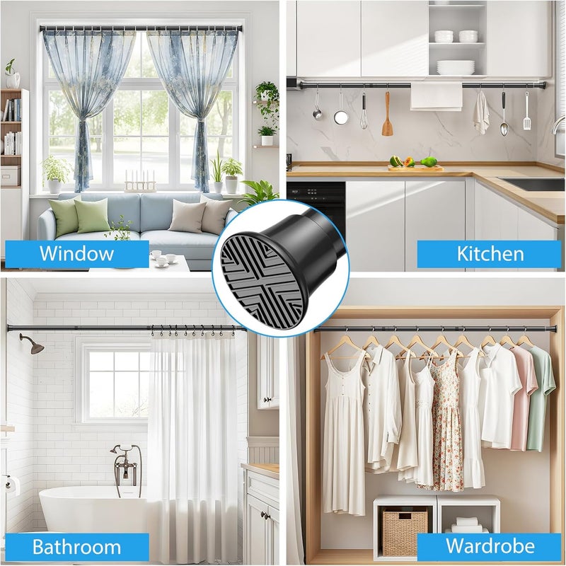 ZipGlo Tension Rod 30-76 Inch - 1pack Spring Loaded Curtain Rods, Black Tension Curtain Rod Expandable Curtain Rods Tension Adjustable Rod Without Drilling, Tension Rods For Bathroom Doorway Window - Image 5