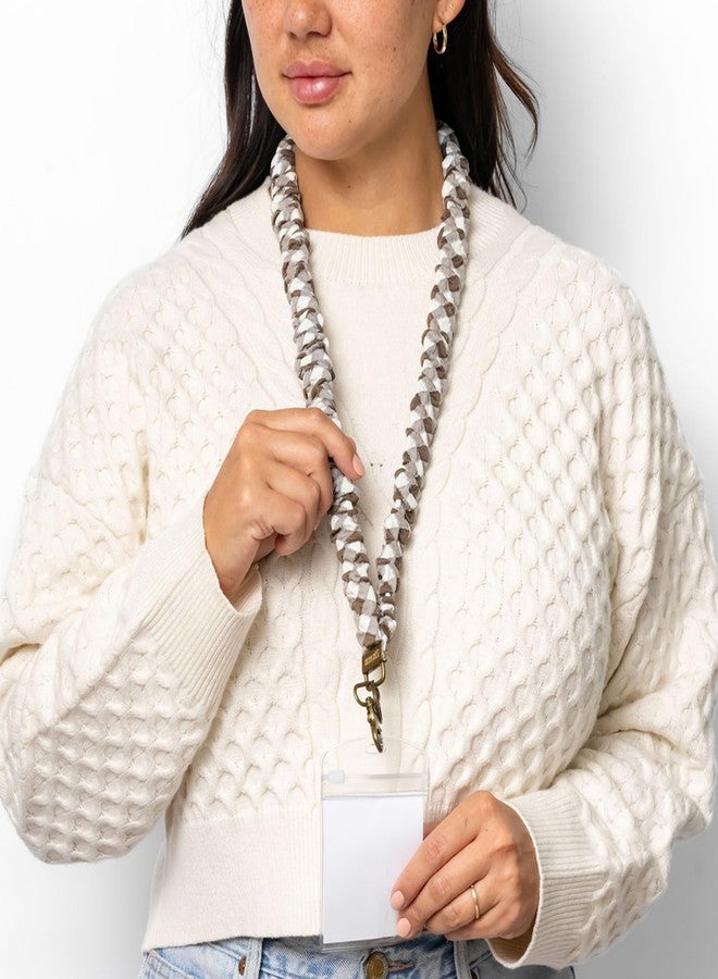ANDI Neck Lanyard For Women - Scrunchie Cute Lanyard for Keys, Id Card Holder, Wallet - Aesthetic Long Lanyard (Brown Checkered) - Image 2