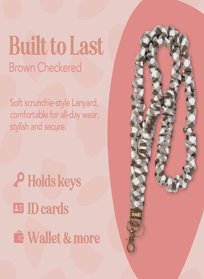 ANDI Neck Lanyard For Women - Scrunchie Cute Lanyard for Keys, Id Card Holder, Wallet - Aesthetic Long Lanyard (Brown Checkered) - Image 3