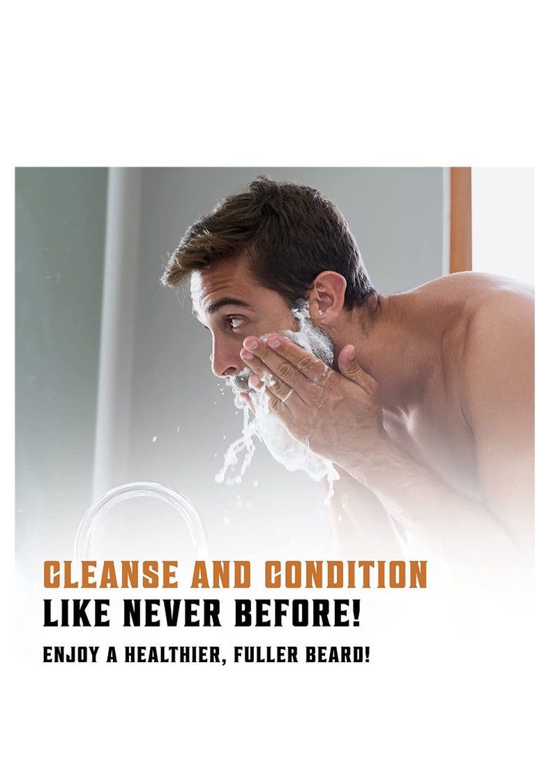 Viking Revolution Beard Wash & Beard Conditioner Set with Argan & Jojoba Oils - Softens and Strengthens - Natural Sandalwood Scent - Beard Shampoo with Beard Oil (17 oz) - Image 1