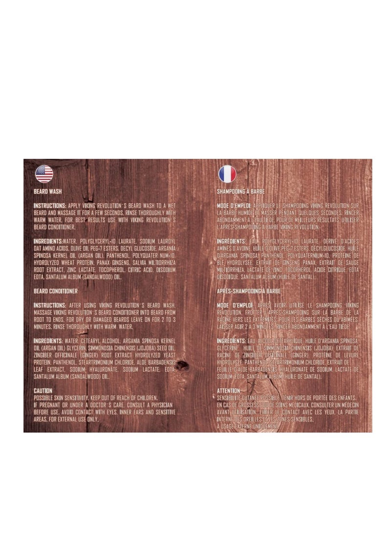 Viking Revolution Beard Wash & Beard Conditioner Set with Argan & Jojoba Oils - Softens and Strengthens - Natural Sandalwood Scent - Beard Shampoo with Beard Oil (17 oz) - Image 2