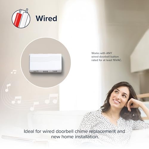 Heath Zenith Wired Mechanical Doorbell Chime, White, Plastic, Wired, 2 Tunes, Vertical, Horizontal, 80 dB, Button Not Included - Image 2