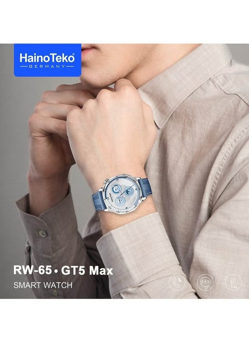 Haino Teko - RW-64 GT5 Max Smartwatch with Large AMOLED Display, Voice Assistant, 3 Pair Straps for Men – Stylish, Multifunctional Wearable, Perfect for Fitness Tracking, Health Monitoring, and Daily Use - Image 1