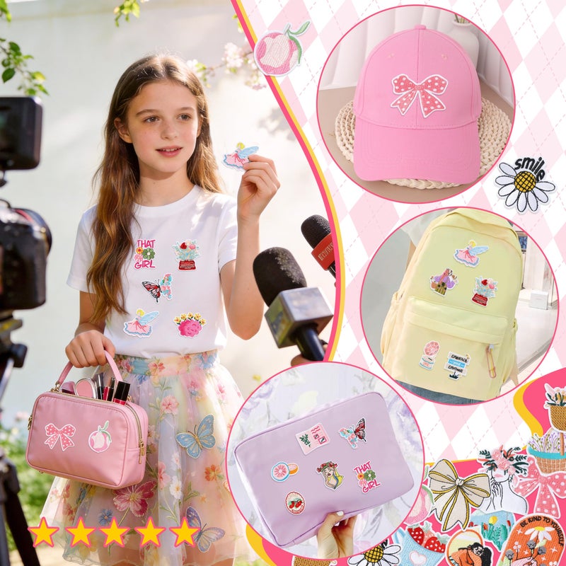 NICEVINYL Girly Iron on Patches for Clothes: 36PCS Flower Butterfly Embroidery Patch Applique for Backpacks Jackets Bags Hats - Aesthetic Decorative Repair Patches for DIY Crafts - Image 5