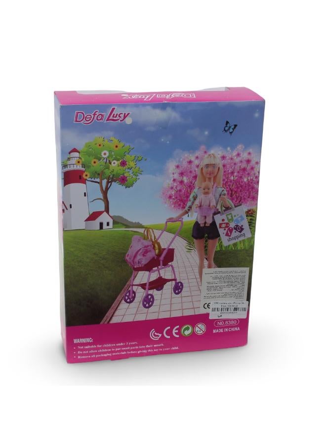 Defa Lucy "Young Mother" Doll Set – 2 Dolls with Stroller & Accessories - Image 2