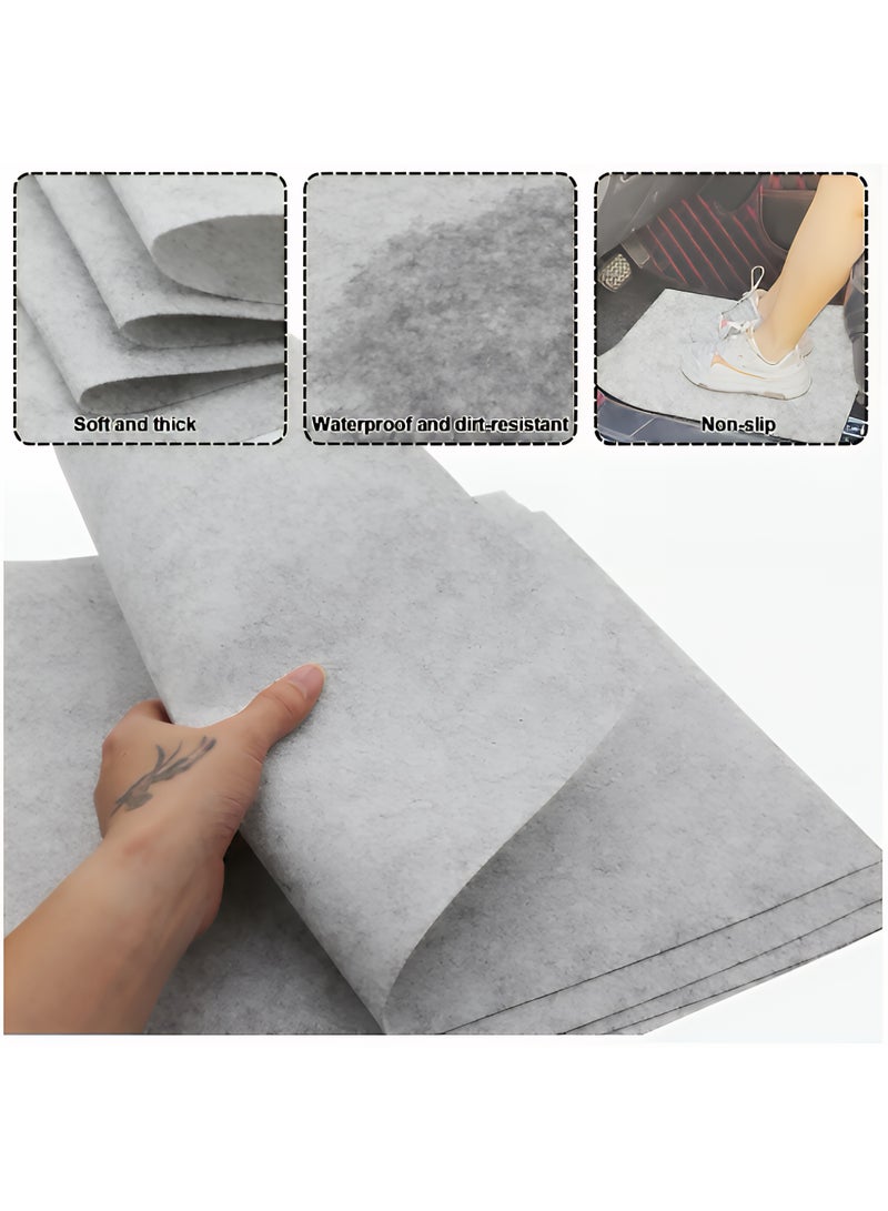 طقم دواسات أرضية للسيارة عدد 10 قطع – مصنوعة من لباد سميك مقاوم للماء والانزلاق، قابلة للغسل وإعادة الاستخدام، سهلة القص لتناسب جميع السيارات، مثالية لأوبر والتاكسي والسيارات العائلية – رمادي - Image 1