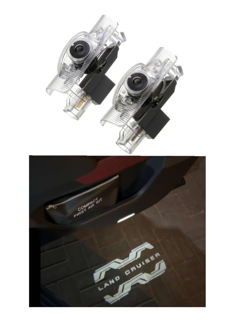 فيريكس مصباح شعار باب VIEREX لسيارة Toyota Land Cruiser 2007 - 2024 LC100 LC200 بشعار فائق السطوع بدون بهتان مصباح ظل شبح لاند كروزر عدسة زجاجية نانوية مجموعة من قطعتين ملحقات لاند كروزر قابلة للتوصيل والتشغيل  - Image 1