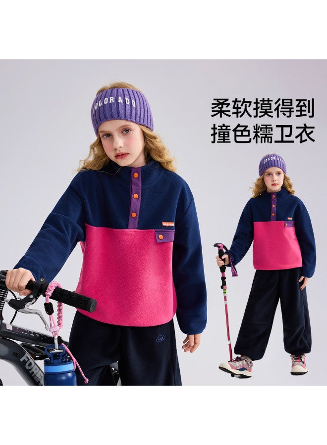 ASK JUNIOR هودي أطفال 25 خريف مقاوم للارتداء من الفليس للأطفال من متوسط إلى كبير هودي فليس قطبي للأولاد والبنات - Image 2