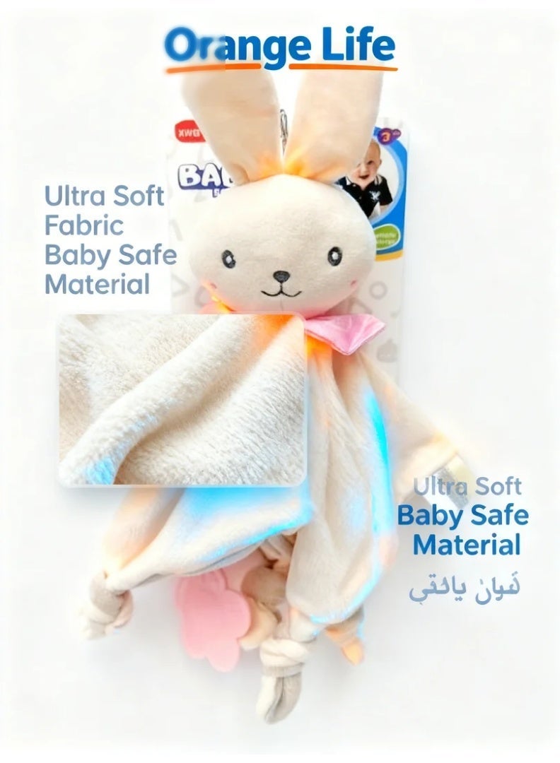 Orange Life Baby Bunny Plush Comforter with Silicone Teether, Soft Washable Security Blanket and Sensory Soothing Toy for Infants 3 Months+, Beige and Pink - Image 2