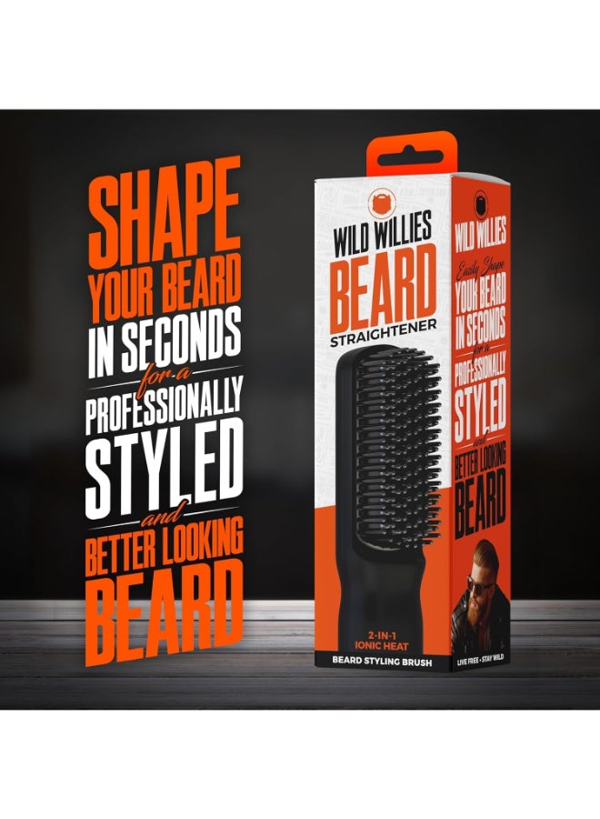 Wild Willies Beard Grooming Kit Beard Straightener for Men PROGRO Fortified with Biotin Caffeine for Hair Growth Wash Hydration Ionic 2in1 Heated Comb Brush Made in USA - Image 4