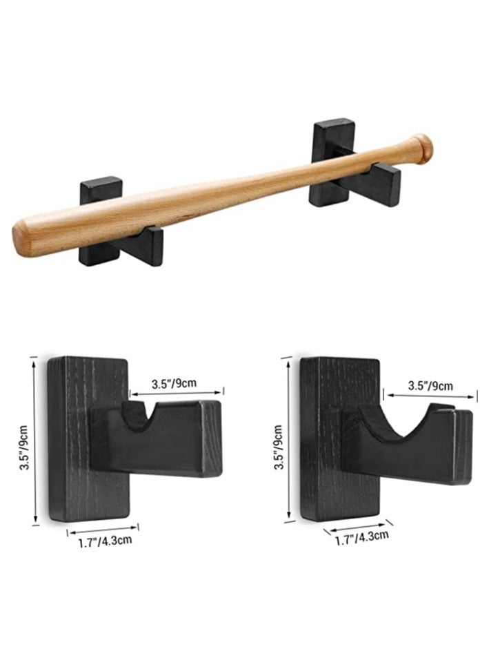 Zikra Baseball Bat Display Stand, 2PCS Baseball Bat Display Case, Sturdy Baseball Bat Stand, Baseball Bat Display Holder, Baseball Bat Horizontal Rack, Baseball Bat Bracket Holder (Solid Wood, Wood Grain) - Image 3