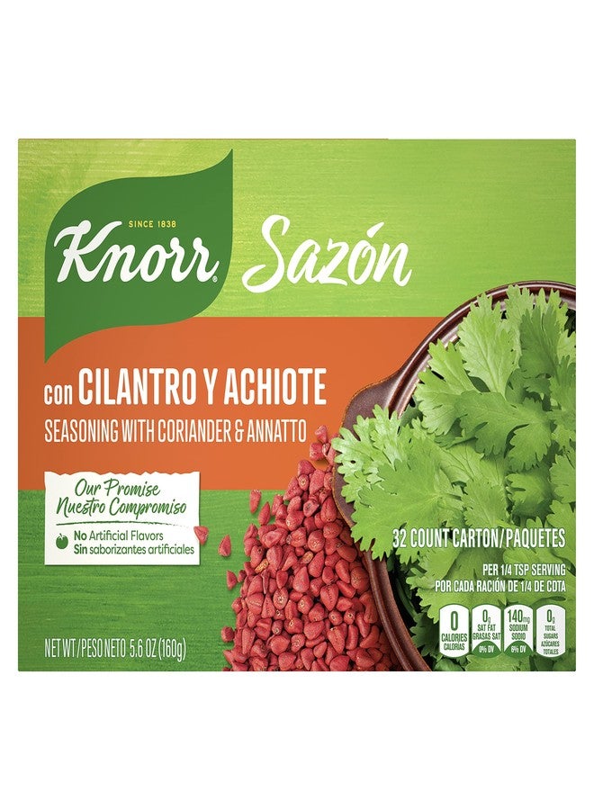 Knorr Sazón Flavorful Seasoning for Sauce, Meat, Poultry, Fish, Seafood, Stews, Rice, Beans, and Other Dishes Cilantro and Achiote No Artificial Flavors 5.6 oz, 32 Count - Image 1