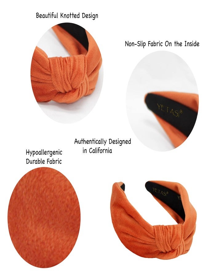 YETASI Headband is Trendy. All Seasons Headbands for Women Girls Warm Stylish Orange Velvet Womens Knotted Headband for Women's Hair, Wearable All Day Head band Top Knot Fashion Designer - Image 4