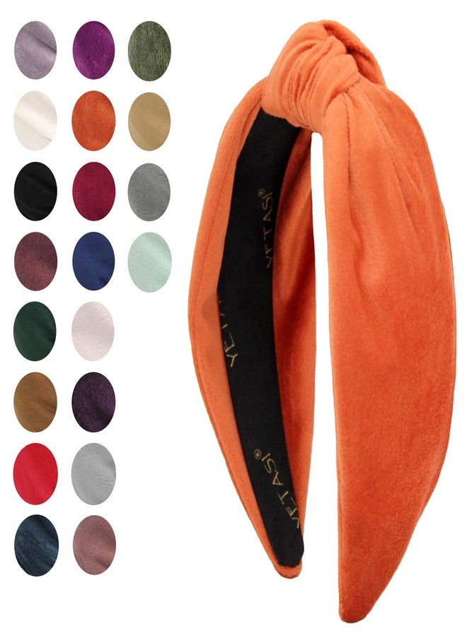 YETASI Headband is Trendy. All Seasons Headbands for Women Girls Warm Stylish Orange Velvet Womens Knotted Headband for Women's Hair, Wearable All Day Head band Top Knot Fashion Designer - Image 2
