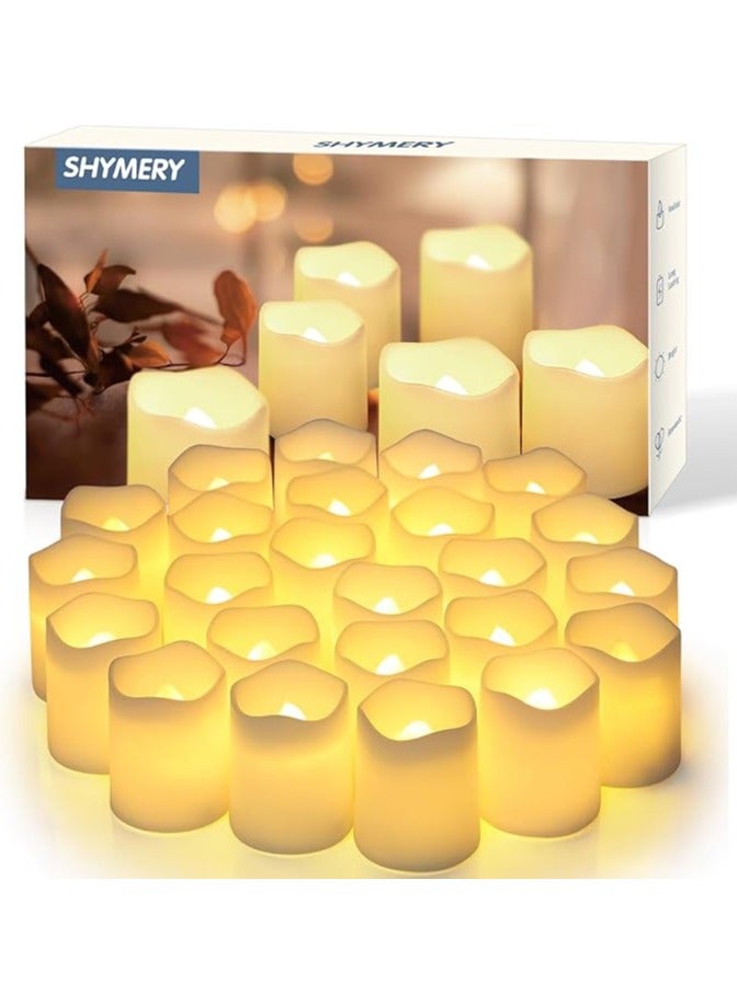 SHYMERY Flameless Votive Candles,Flameless Flickering Electric Fake Candle,24 Pack 200+Hour Battery Operated LED Tea Lights in Warm White for Wedding, Table, Halloween,Christmas Decorations 1.5"X1.7" - Image 1